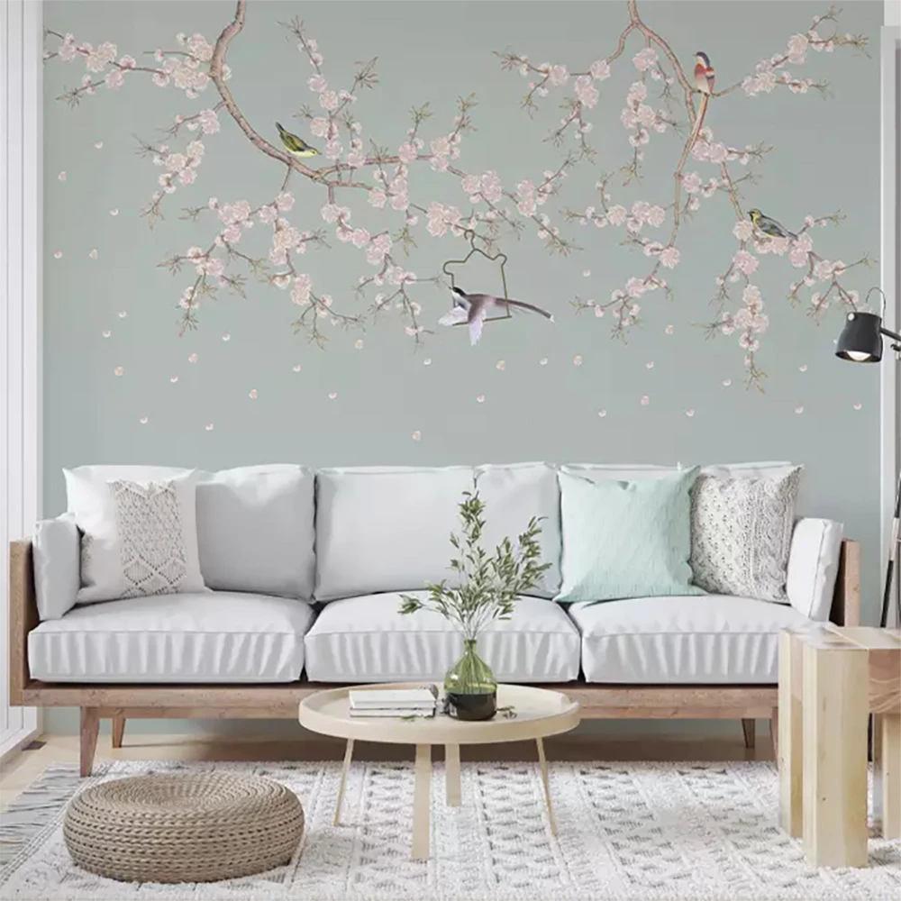 Wall Covering Texture ArtFresco Chinoiserie on a pale blue background (2)