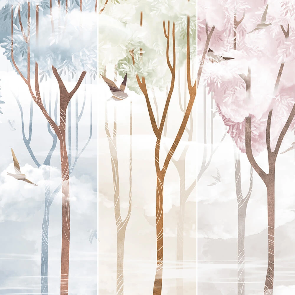 Wall Covering Creativille 2640 Forest with clouds and birds