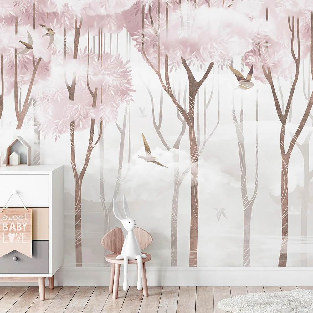 Wall Covering Creativille 2640 Forest with clouds and birds (2)