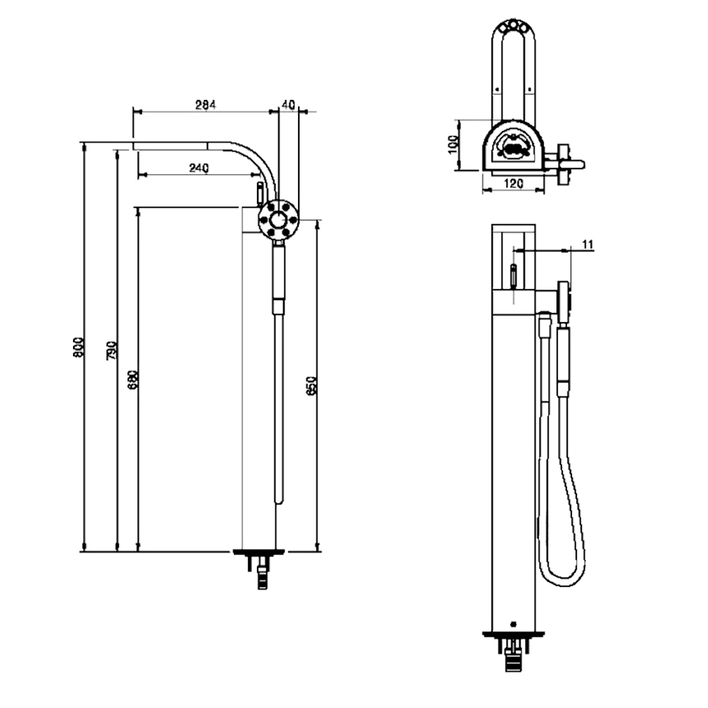 Floor standing bathtub faucet Rubinetterie treemme RWIT 7003 CC 10 (2)