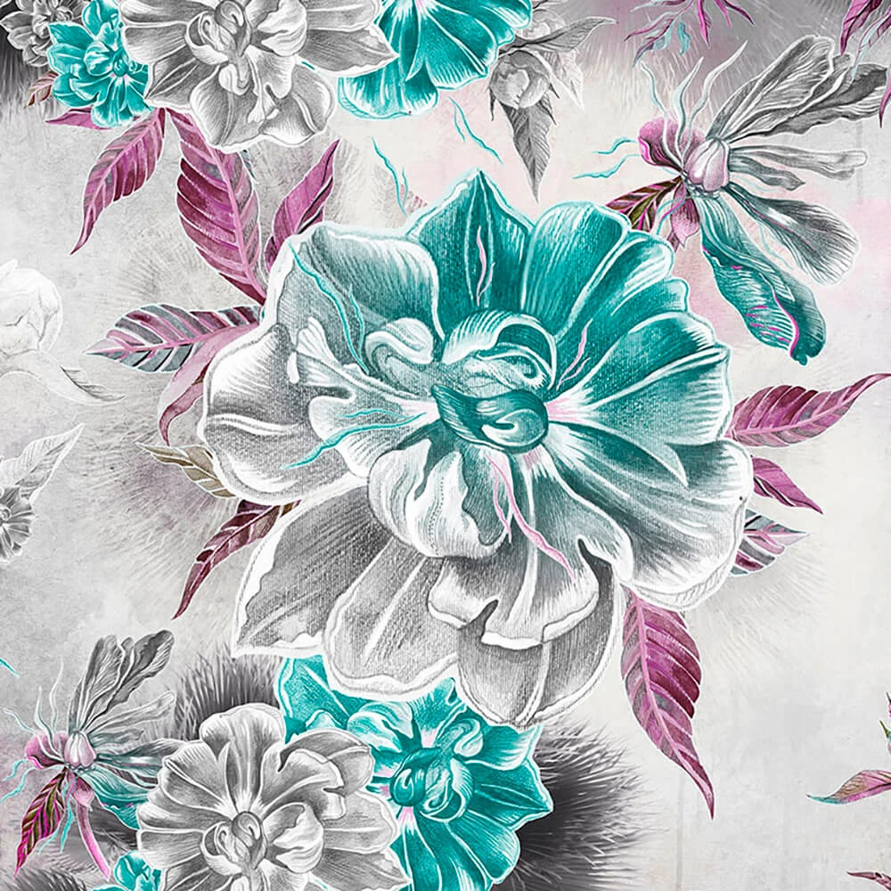 Wallpaper ROCK AND WALL Allegory of peonies