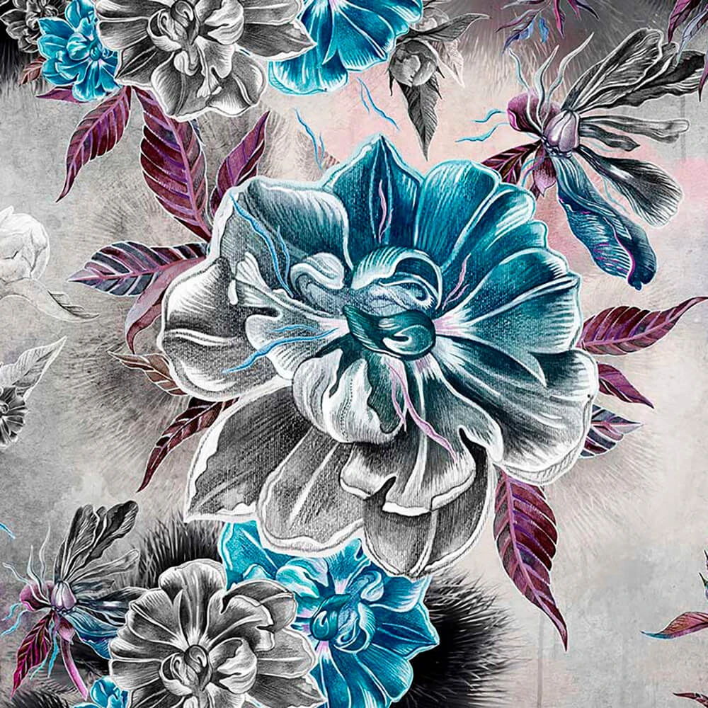 Wallpaper ROCK AND WALL Allegory of peonies (2)
