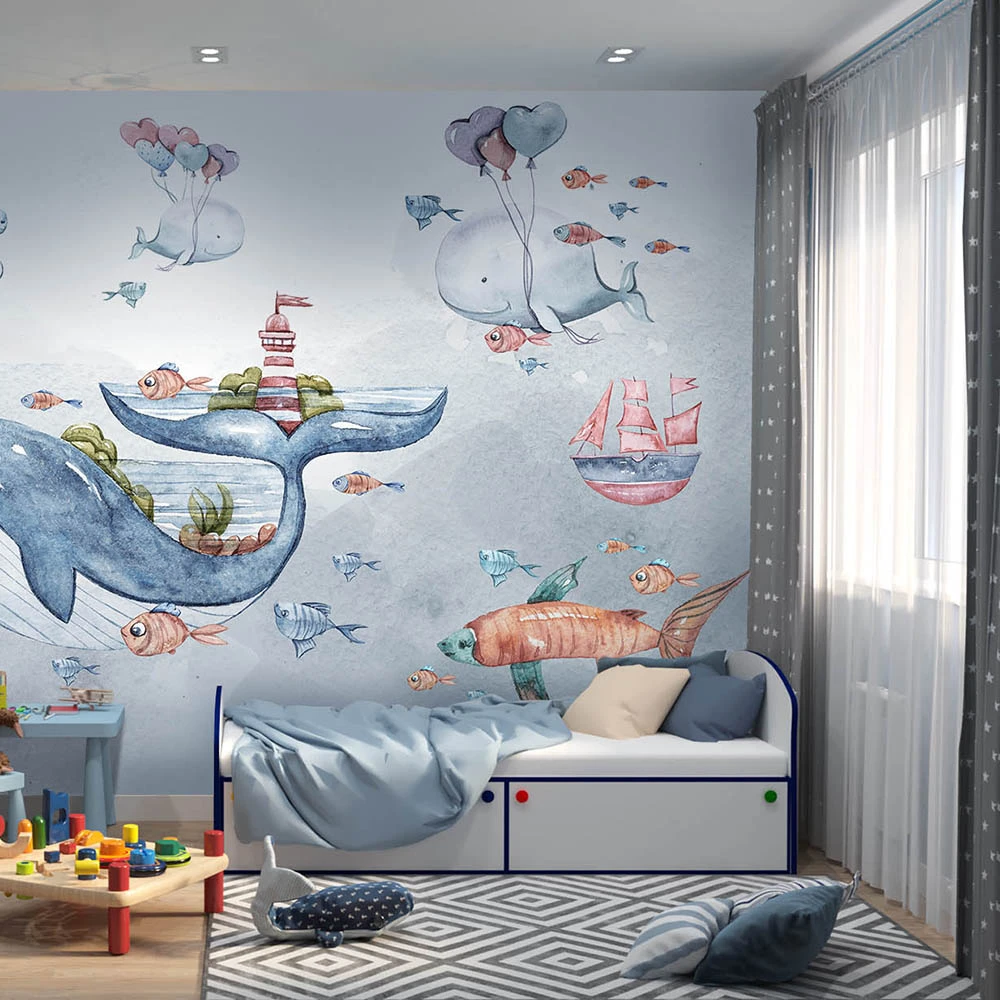 Wallpaper Dress-wall Meeting with whales (2)