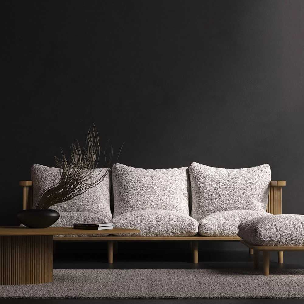 Sofa with ottoman Forest 2