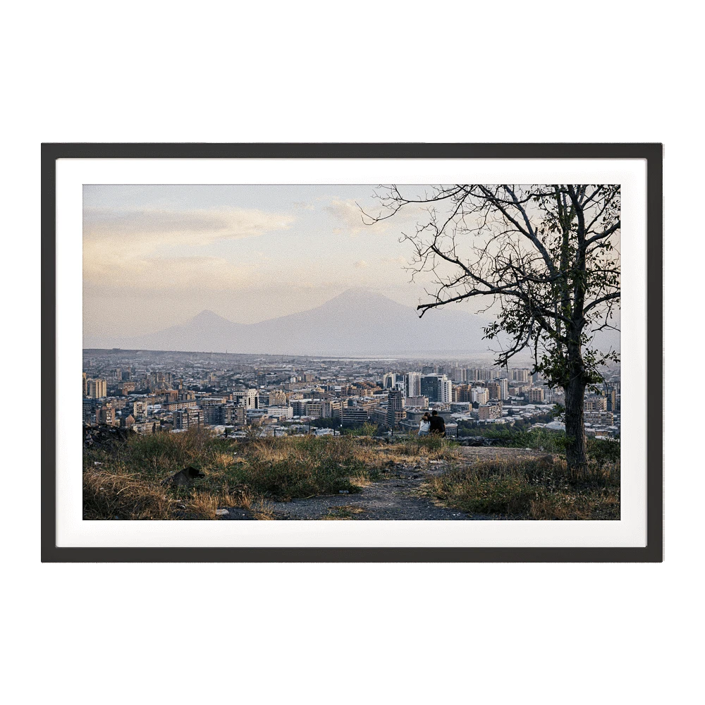 Art Photograph with City and Mountain Landscape