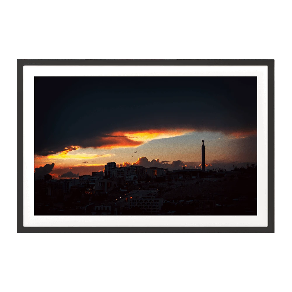 Framed Picture with Night Yerevan Cityscape