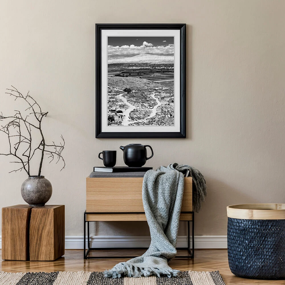 Framed Art Photograph with Rural Armenia Black and White Landscape (2)