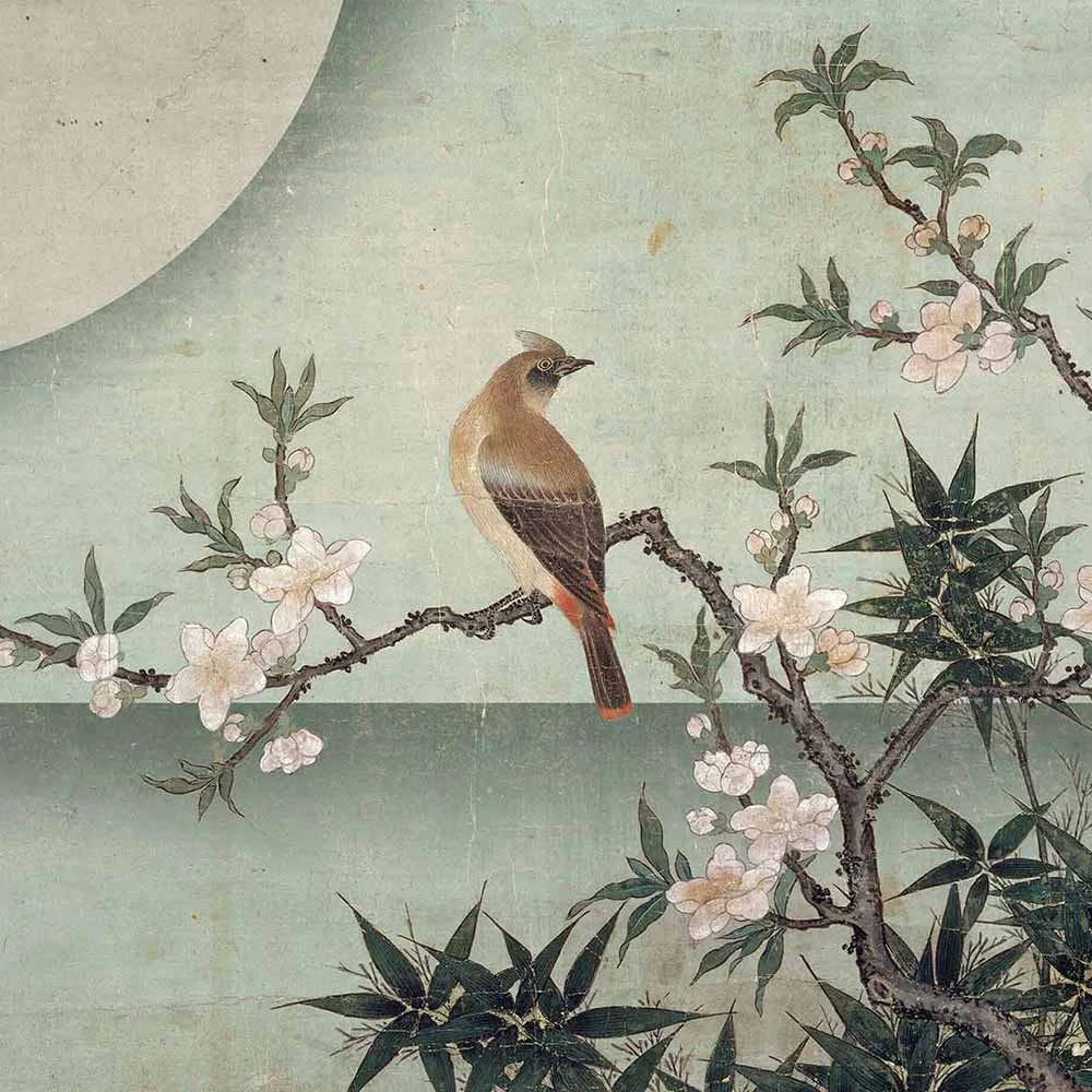 Wallpaper WallPepper Bird on peach blossom