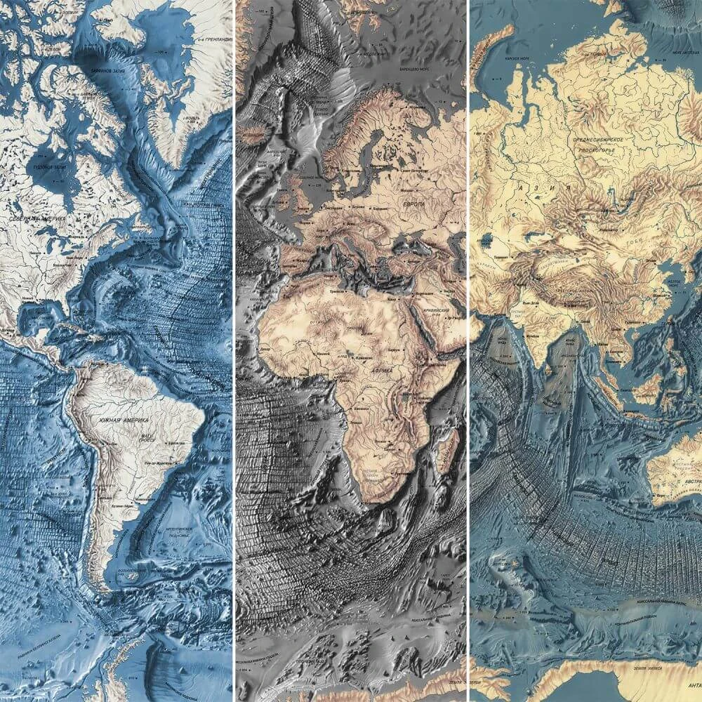 Wallpaper Dress-wall World map depths of oceans