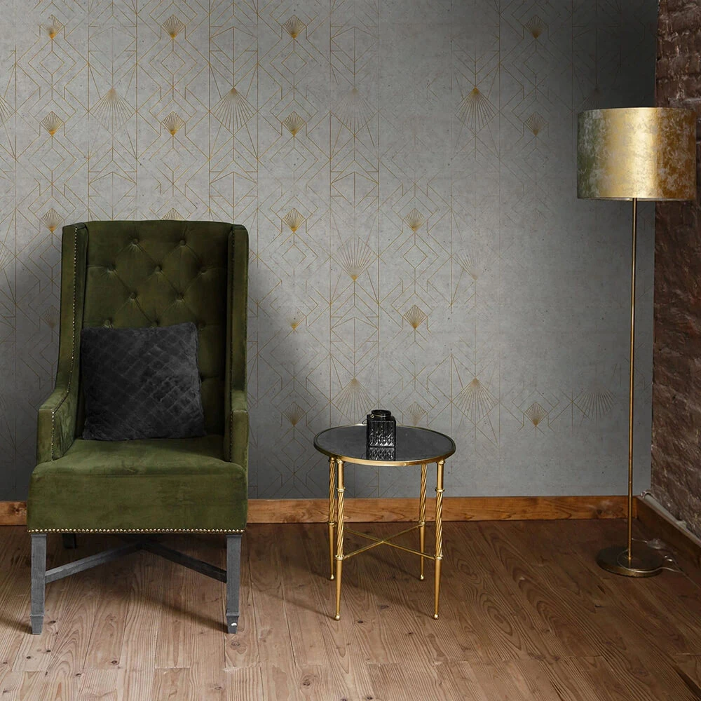 Wallpaper Wall Art Concrete Fan Gold (2)