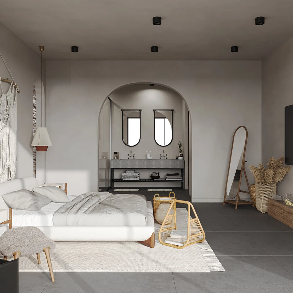 Serene Wabi-sabi Bedroom Interior 3D Scene (2)
