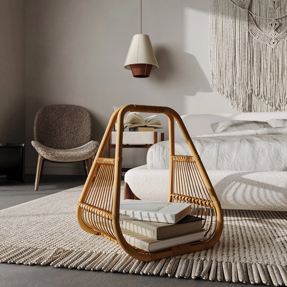 Serene Wabi-sabi Bedroom Interior 3D Scene (6)