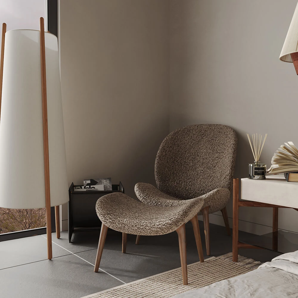 Serene Wabi-sabi Bedroom Interior 3D Scene (9)