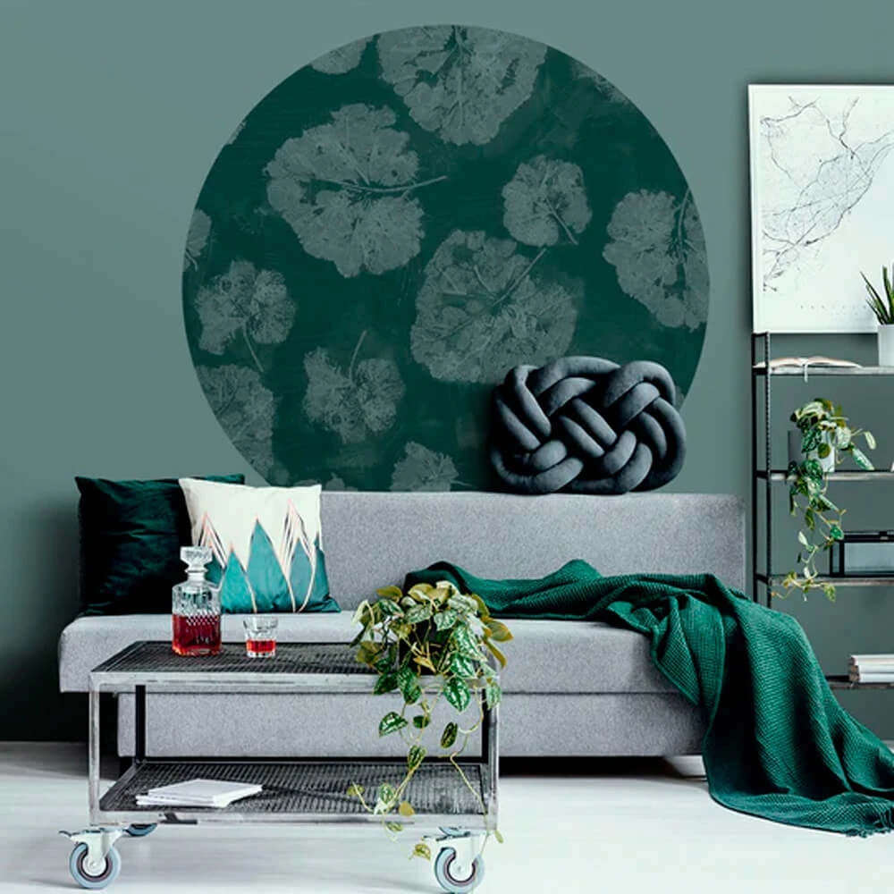 Wallpaper Wall Art Foglia Sage round (2)