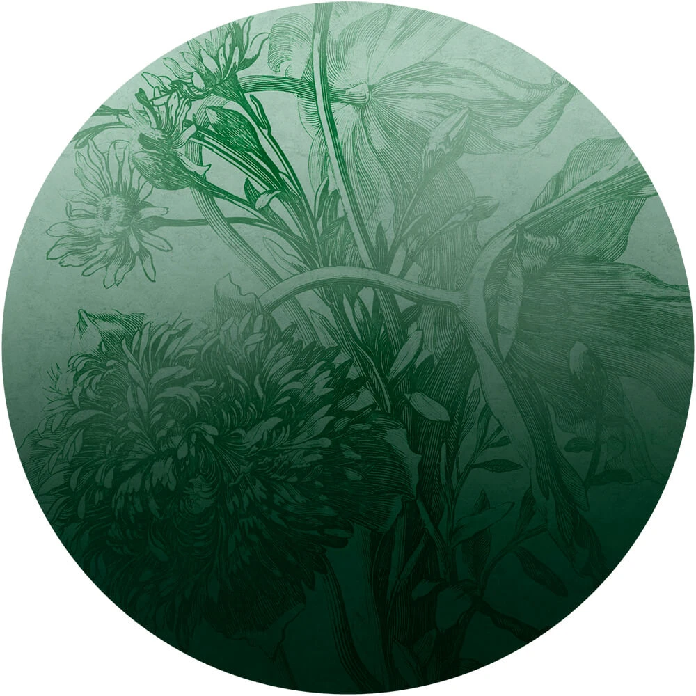 Wallpaper Wall Art Green Ombre Flower Round