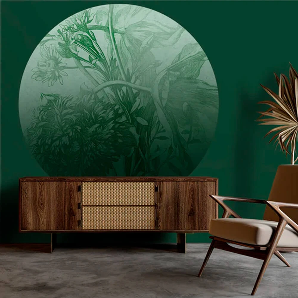 Wallpaper Wall Art Green Ombre Flower Round (2)