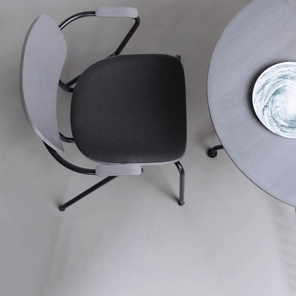 Chair Verges ABC with metallic armrests and legs (3)