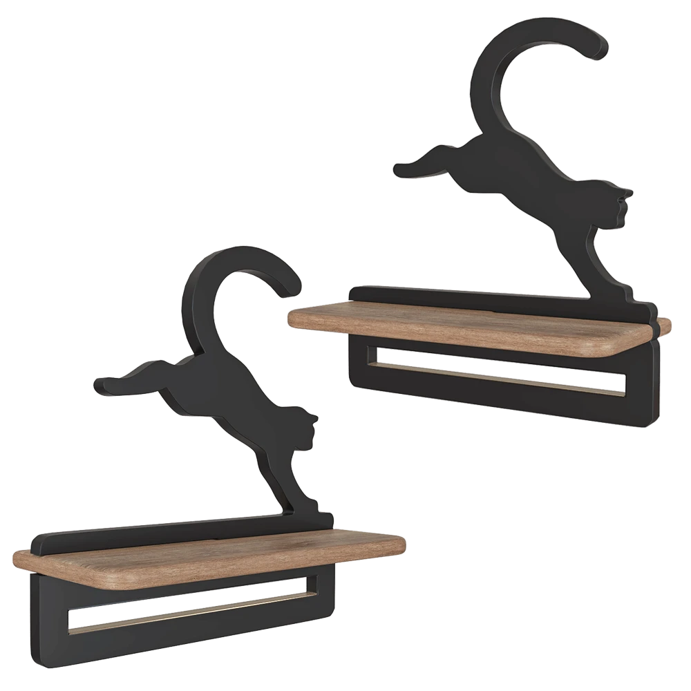 Wall Lamp Shelf Candellux Lighting Kid's black jumping cat