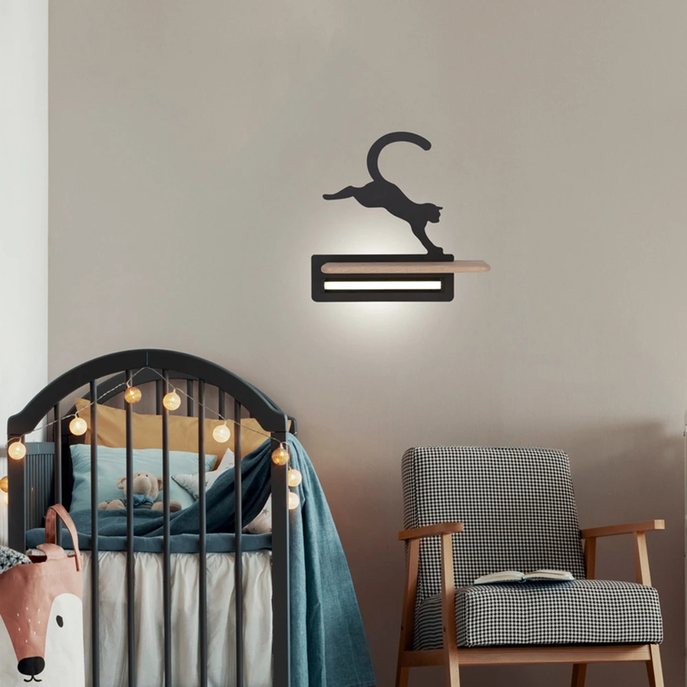 Wall Lamp Shelf Candellux Lighting Kid's black jumping cat (2)