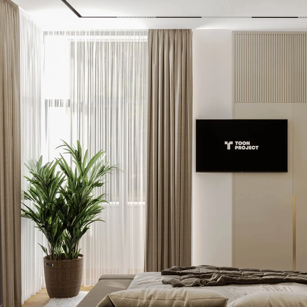 Modern Scandinavian Bedroom 3D Scene (4)