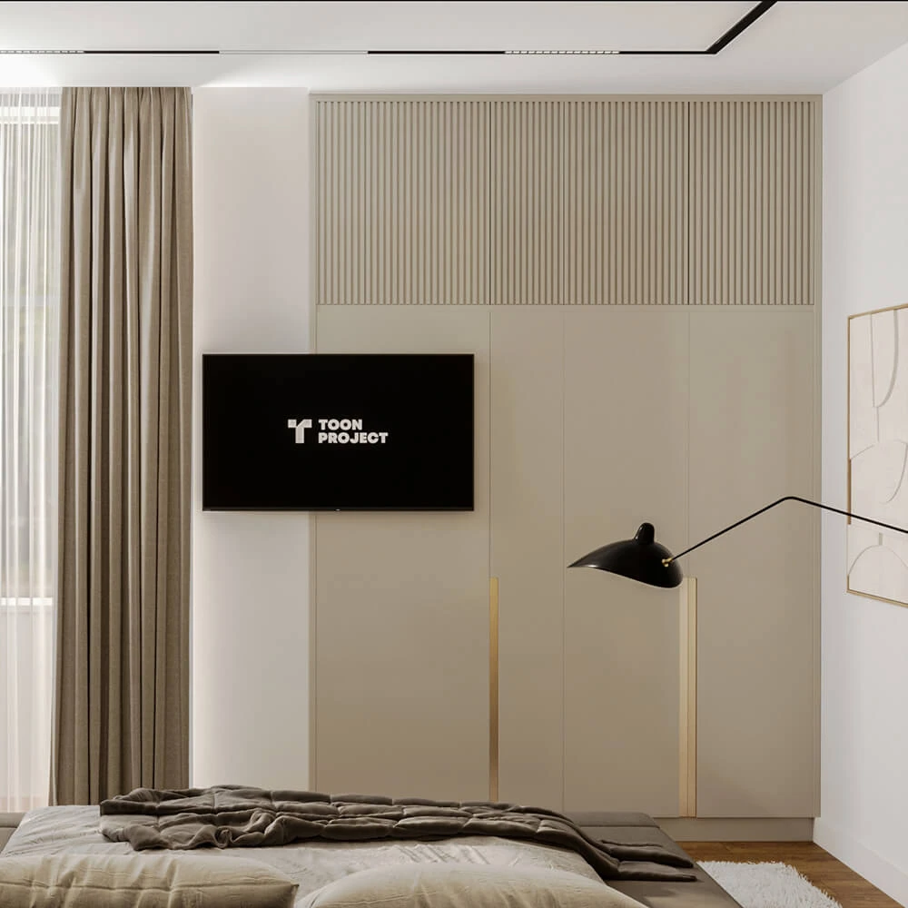 Modern Scandinavian Bedroom 3D Scene (5)