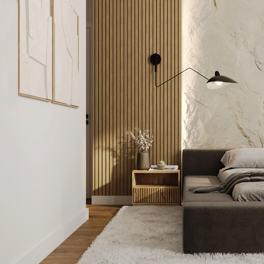 Modern Scandinavian Bedroom 3D Scene (9)