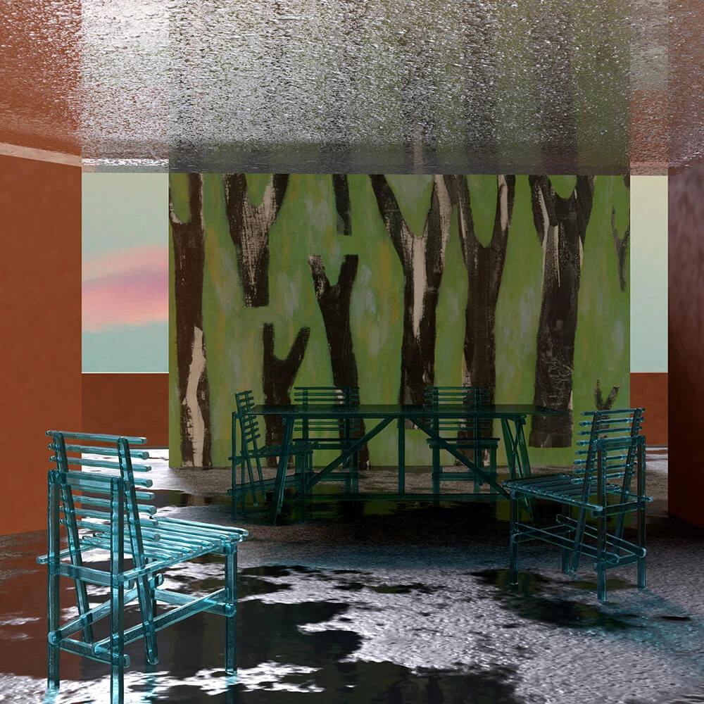 Wallpaper Styl’editions Alberi Neri Su Fondo Verde (2)