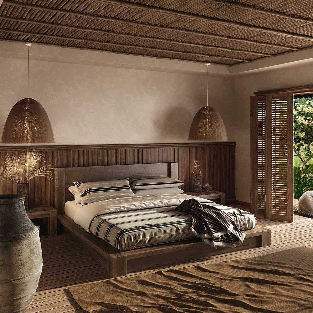 Wabi-sabi Bedroom Interior 3D Scene