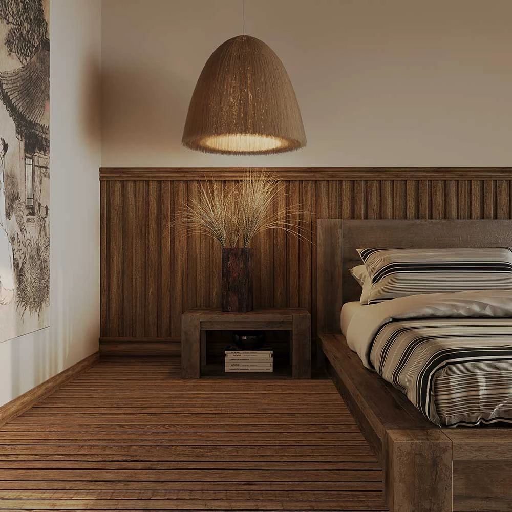 Wabi-sabi Bedroom Interior 3D Scene (6)