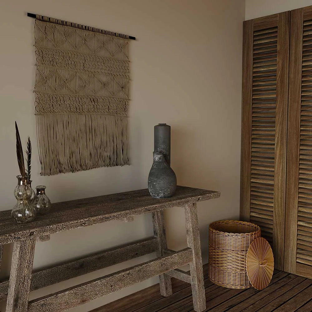 Wabi-sabi Bedroom Interior 3D Scene (7)