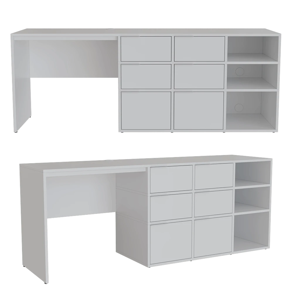 Desk Tylko White with Drawers and Backpanels