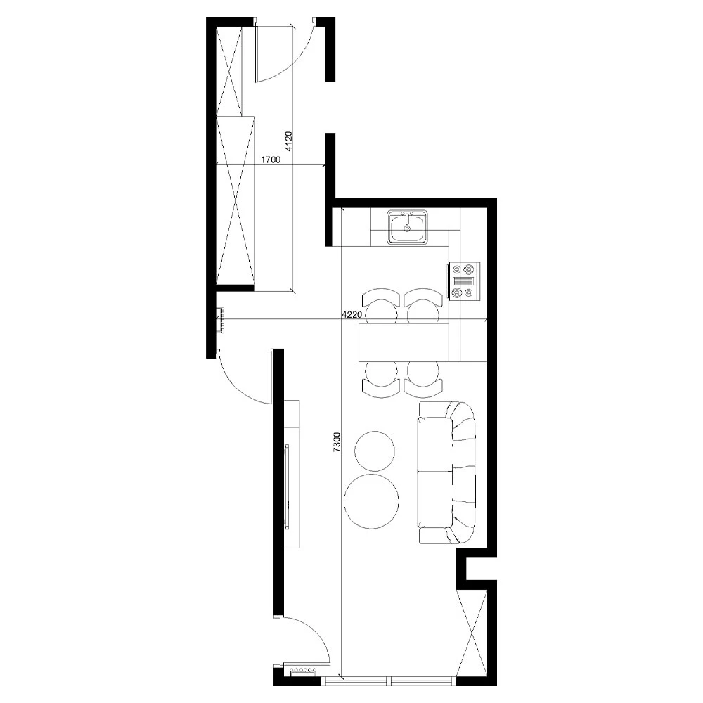 Modern Residential Living Room and Kitchen 3D Scene (11)