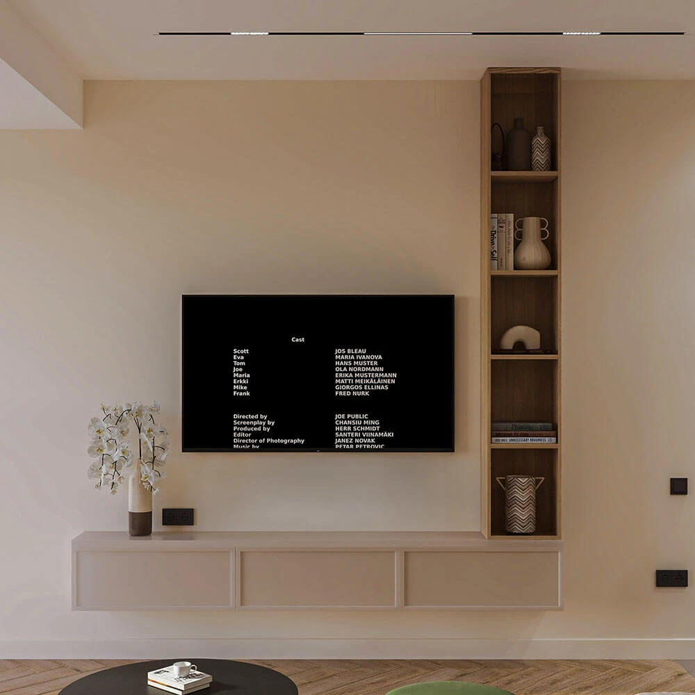 Modern Residential Living Room and Kitchen 3D Scene (8)