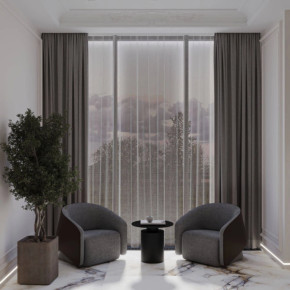Modern Open-plan Living Room and Kitchen 3D Scene (11)