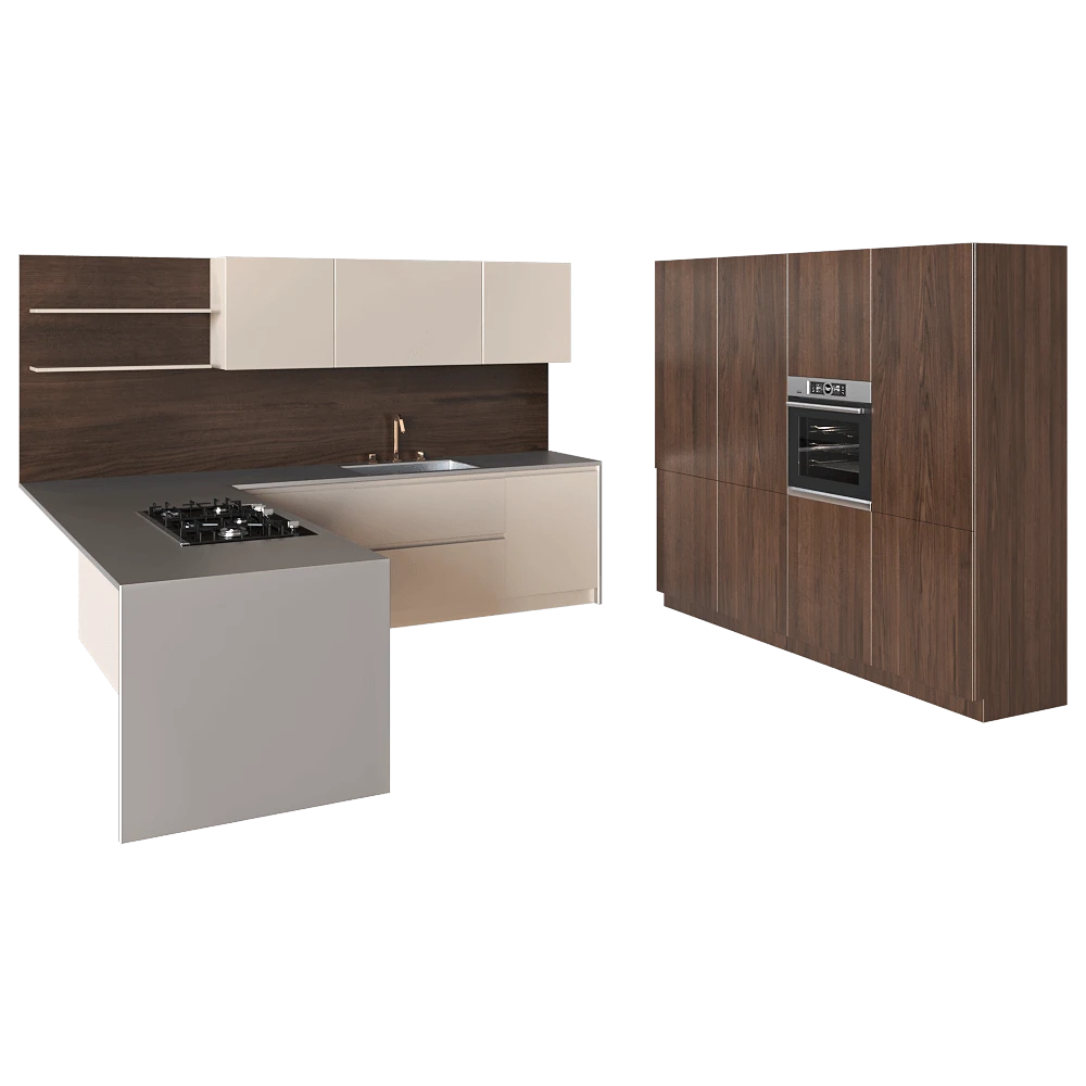 Kitchen TM Italia Composizione Angolare Con Penisola E Colonne