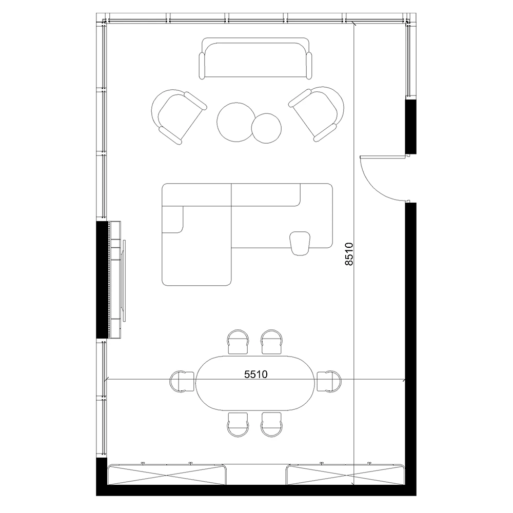 Modern Living and Dining Area Interior 3D Scene (12)