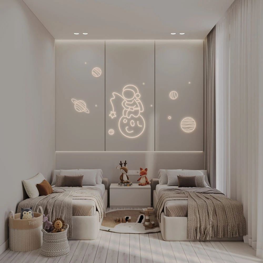 Modern Children's Bedroom and Study Interior 3D Scene