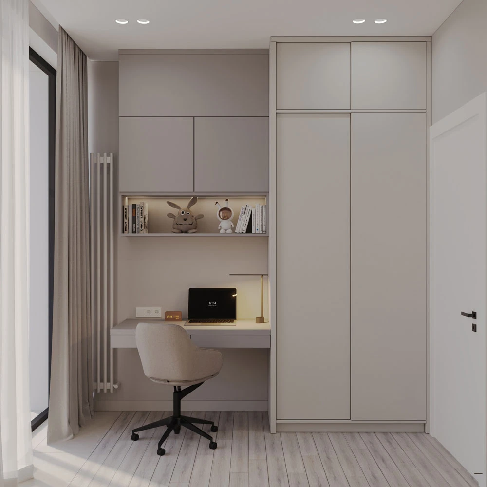 Modern Children's Bedroom and Study Interior 3D Scene (2)