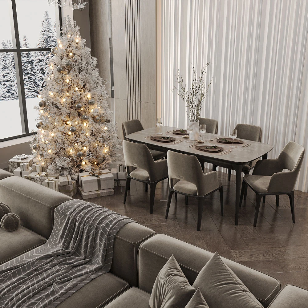 Modern Festive Living and Dining Room 3D Scene (3)