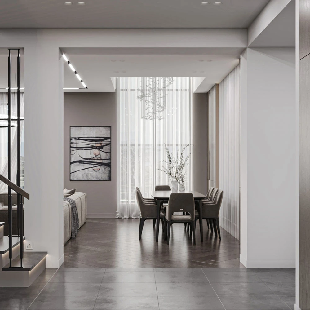 Modern Festive Living and Dining Room 3D Scene (4)