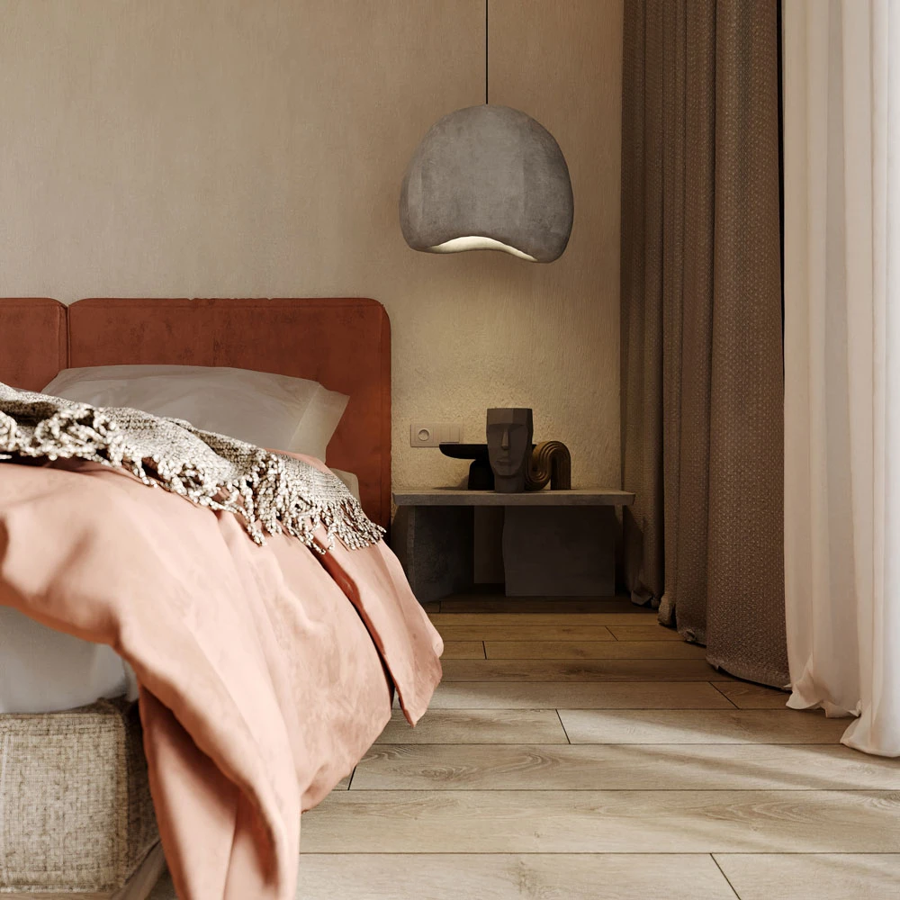 Wabi-sabi Serene Master Bedroom and Bathroom 3D Scene (5)
