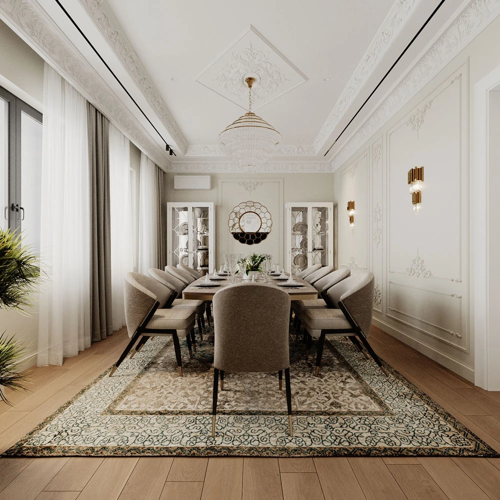 Neoclassic Formal Dining Interior 3D Scene (2)