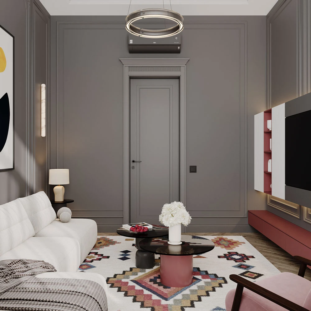 Neoclassic Living Room Interior 3D Scene (10)
