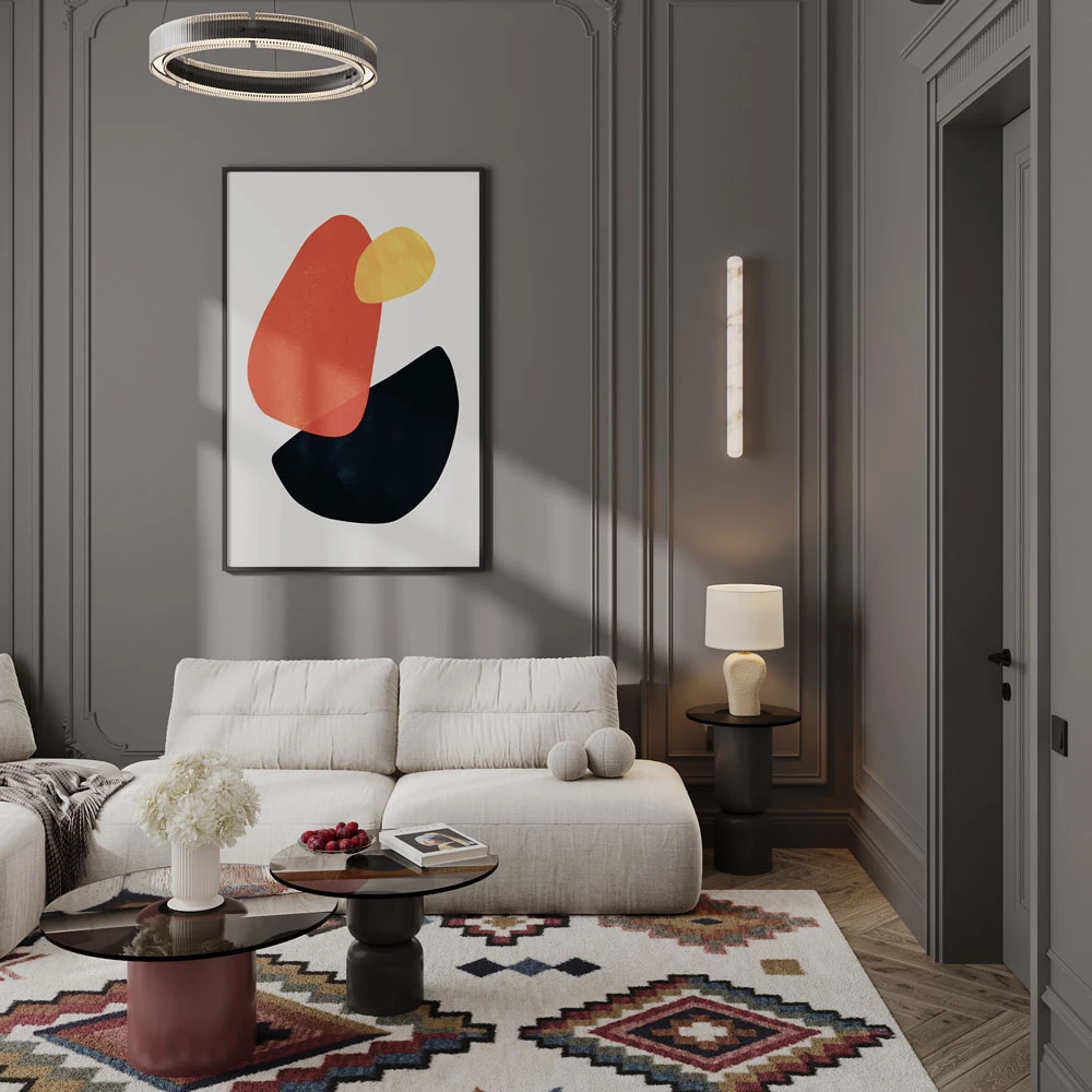Neoclassic Living Room Interior 3D Scene (2)