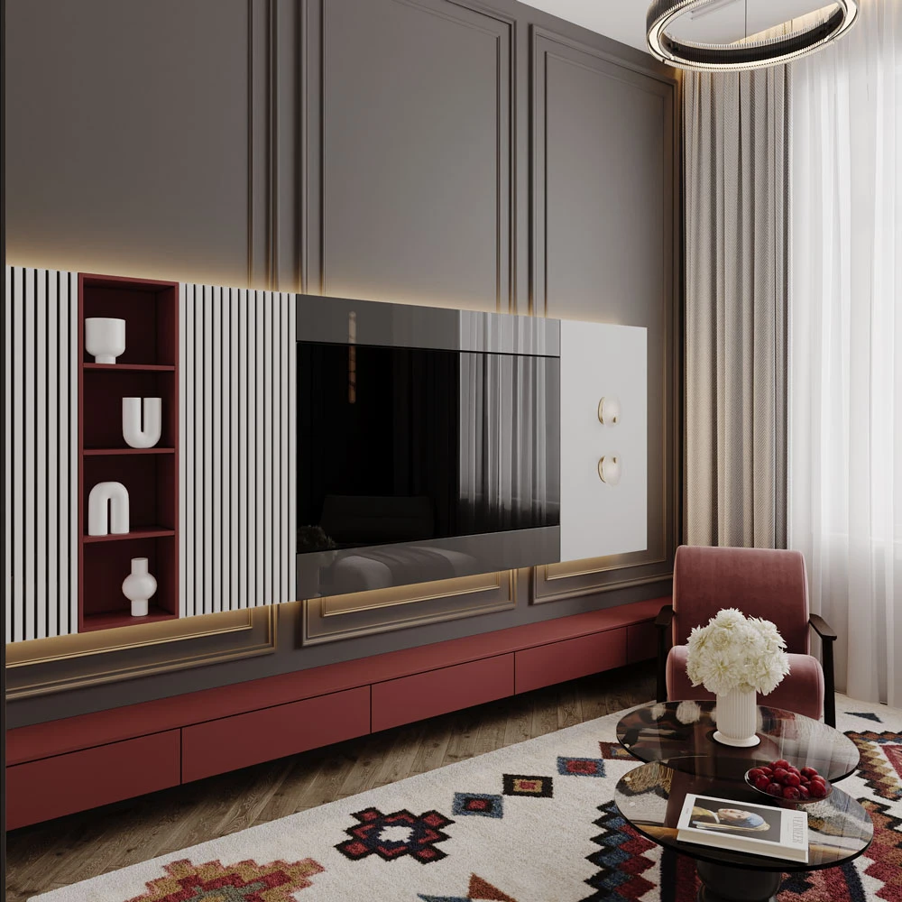 Neoclassic Living Room Interior 3D Scene (5)