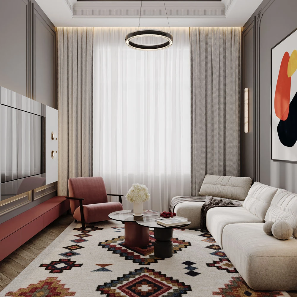 Neoclassic Living Room Interior 3D Scene (7)