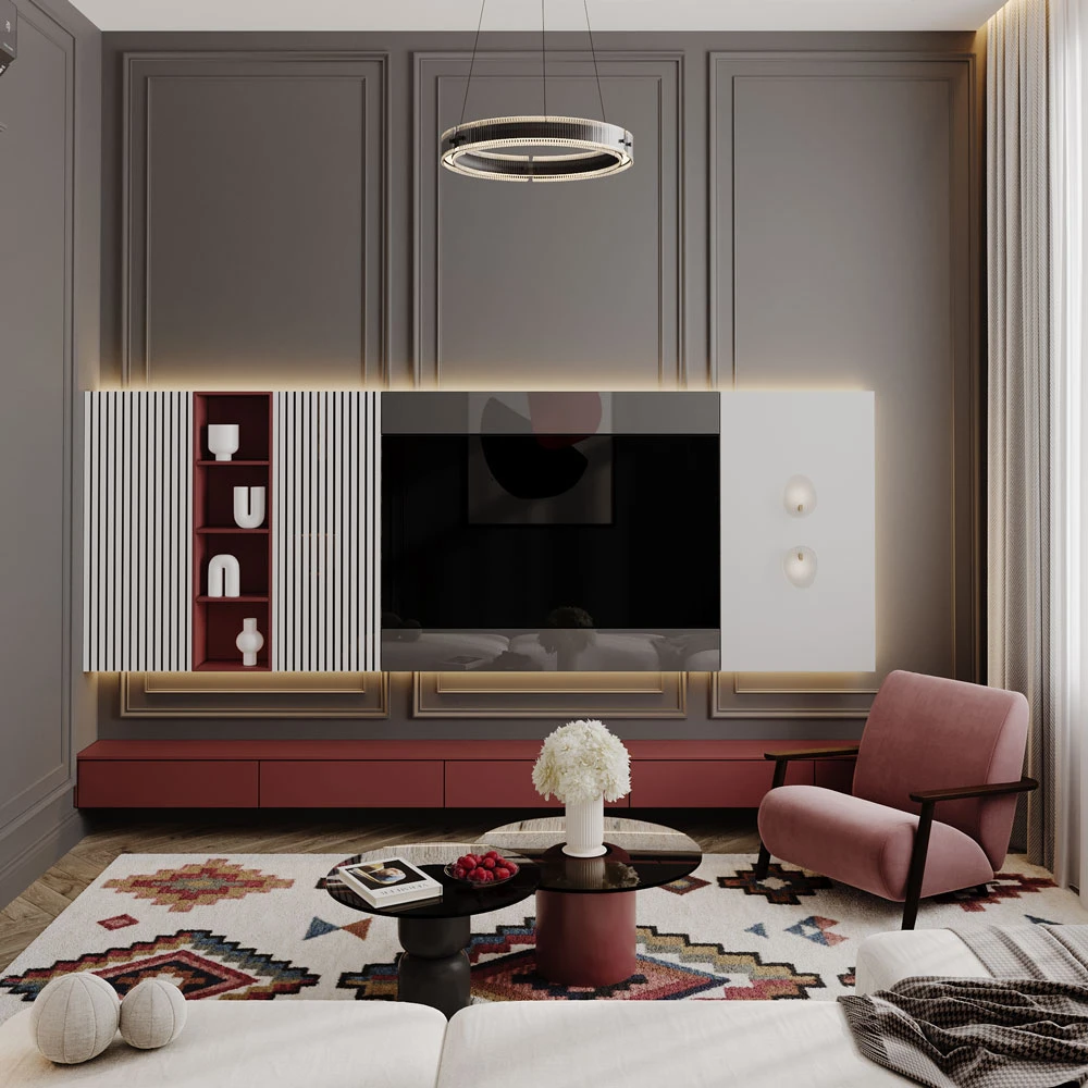 Neoclassic Living Room Interior 3D Scene (8)