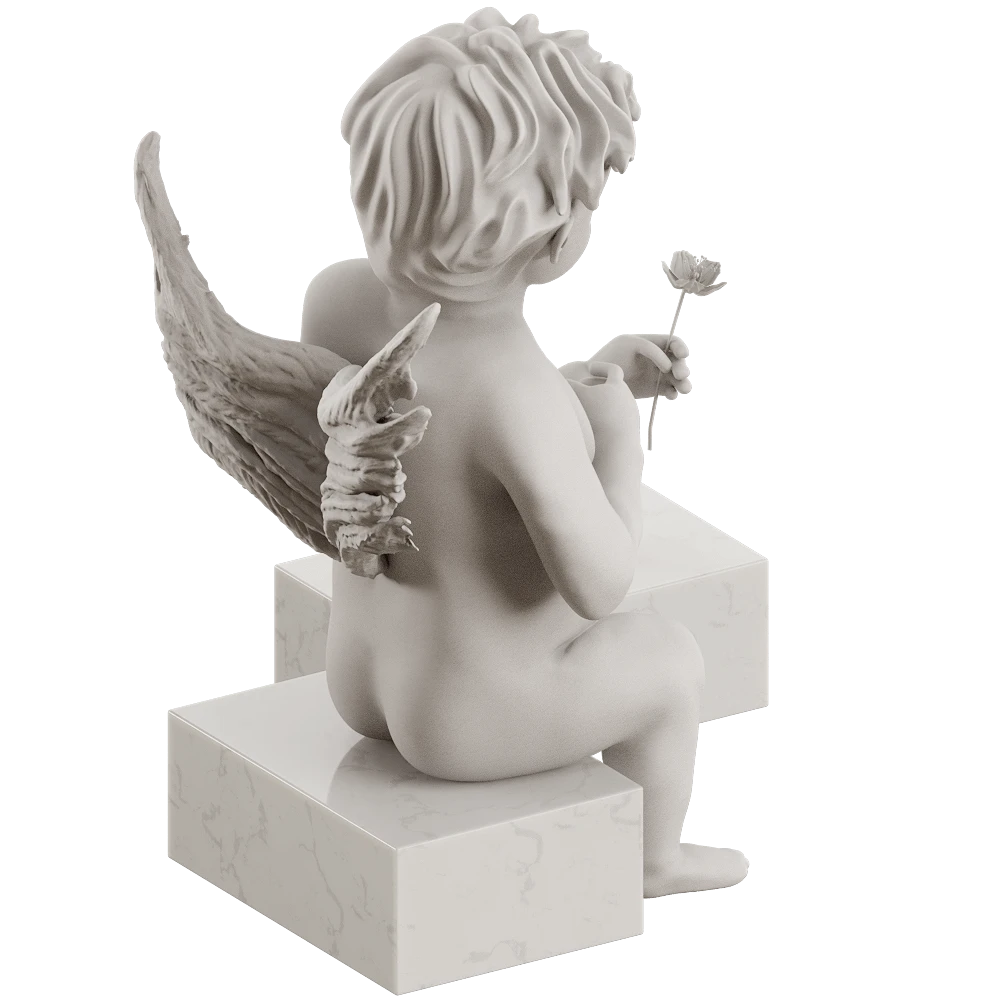 Statuetta Classico Cherubino con Base in Marmo (2)