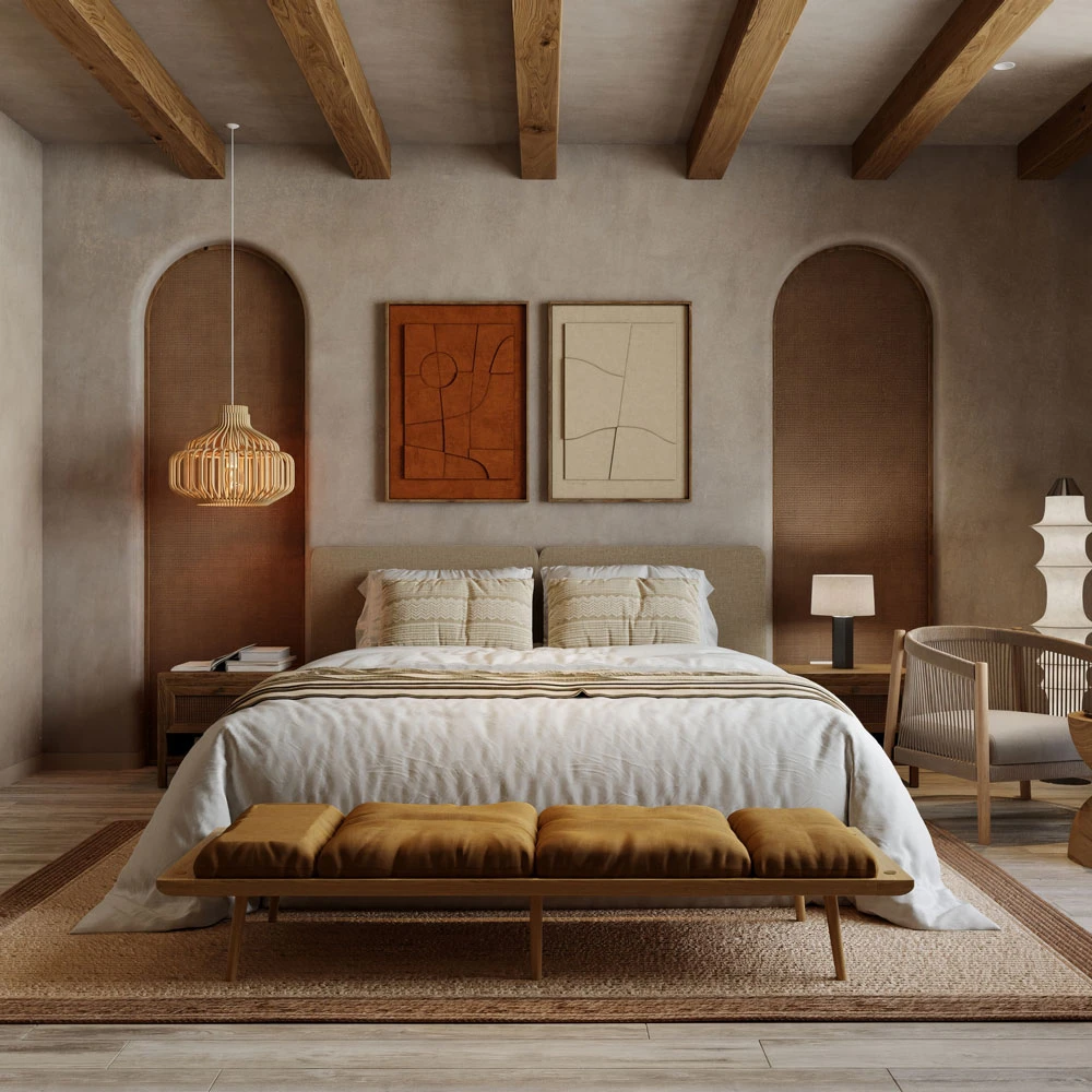 Serene Wabi-sabi Bedroom 3D Scene