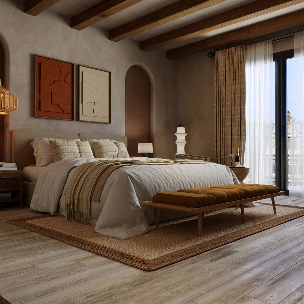 Serene Wabi-sabi Bedroom 3D Scene (2)